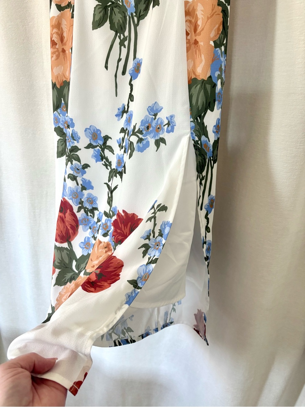Semi Sheer Floral Print Adjustable Tie Straps Dress with Slip size M - Picture 3 of 7